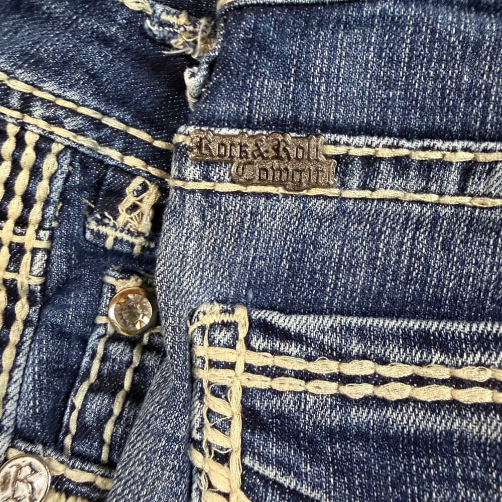 VTG Rock and Roll Cowgirl Riding Jeans 30x36 Measure 34x30 Medium Wash Bootcut - Picture 7 of 8
